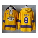 Men's Los Angeles Kings #8 Drew Doughty Gold Sawyer Hooded Sweatshirt Stitched NHL Jersey