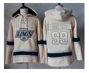 Men's Los Angeles Kings #99 Wayne Gretzky Cream Sawyer Hooded Sweatshirt Stitched NHL Jersey