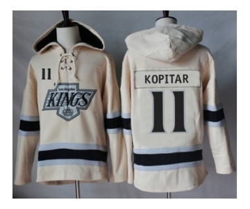 Men's Los Angeles Kings#11 Anze Kopitar Cream Sawyer Hooded Sweatshirt Stitched NHL Jersey