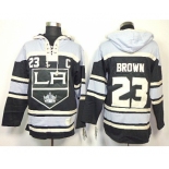 nhl jerseys los angeles kings #23 brown black-white[pullover hooded sweatshirt][patch C]