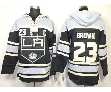 nhl jerseys los angeles kings #23 brown black-white[pullover hooded sweatshirt][patch C]