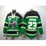 nhl jerseys los angeles kings #23 brown green[pullover hooded sweatshirt][patch C]