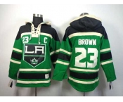 nhl jerseys los angeles kings #23 brown green[pullover hooded sweatshirt][patch C]