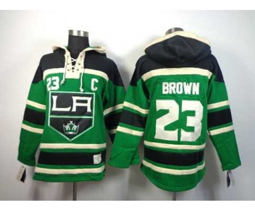 nhl jerseys los angeles kings #23 brown green[pullover hooded sweatshirt][patch C]