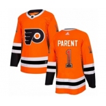 Adidas Philadelphia Flyers #1 Bernie Parent Authentic Orange Drift Fashion NHL Jersey