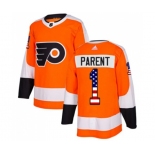 Adidas Philadelphia Flyers #1 Bernie Parent Authentic Orange USA Flag Fashion NHL Jersey