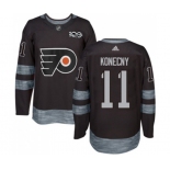 Adidas Philadelphia Flyers #11 Travis Konecny Authentic Black 1917-2017 100th Anniversary NHL Jersey