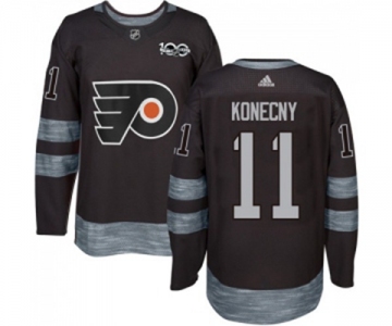 Adidas Philadelphia Flyers #11 Travis Konecny Authentic Black 1917-2017 100th Anniversary NHL Jersey