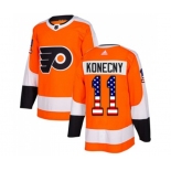 Adidas Philadelphia Flyers #11 Travis Konecny Authentic Orange USA Flag Fashion NHL Jersey