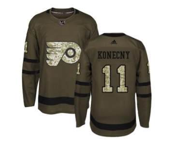 Adidas Philadelphia Flyers #11 Travis Konecny Green Salute to Service Stitched NHL Jerse