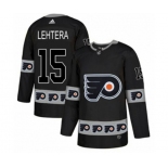 Adidas Philadelphia Flyers #15 Jori Lehtera Authentic Black Team Logo Fashion NHL Jersey