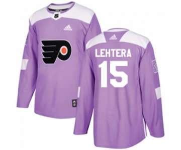 Adidas Philadelphia Flyers #15 Jori Lehtera Authentic Purple Fights Cancer Practice NHL Jersey