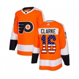 Adidas Philadelphia Flyers #16 Bobby Clarke Authentic Orange USA Flag Fashion NHL Jersey