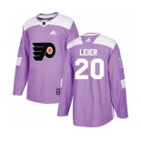 Adidas Philadelphia Flyers #20 Taylor Leier Authentic Purple Fights Cancer Practice NHL Jersey