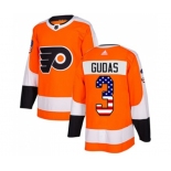 Adidas Philadelphia Flyers #3 Radko Gudas Authentic Orange USA Flag Fashion NHL Jersey