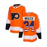 Adidas Philadelphia Flyers #34 Petr Mrazek Authentic Orange USA Flag Fashion NHL Jersey