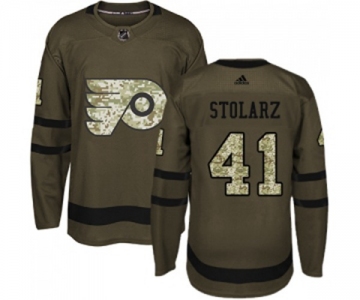 Adidas Philadelphia Flyers #41 Anthony Stolarz Authentic Green Salute to Service NHL Jersey