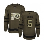 Adidas Philadelphia Flyers #5 Samuel Morin Authentic Green Salute to Service NHL Jersey