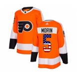 Adidas Philadelphia Flyers #5 Samuel Morin Authentic Orange USA Flag Fashion NHL Jersey