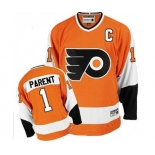 CCM Philadelphia Flyers #1 Bernie Parent Authentic Orange Throwback NHL Jersey