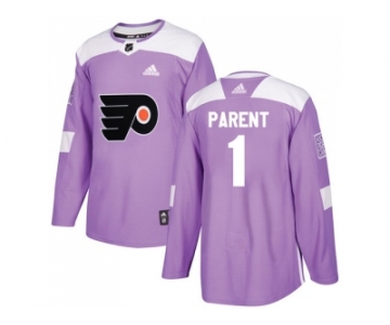 Men Adidas Philadelphia Flyers #1 Bernie Parent Purple Authentic Fights Cancer Stitched NHL Jersey