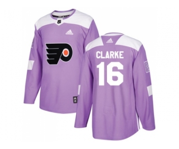 Men Adidas Philadelphia Flyers #16 Bobby Clarke Purple Authentic Fights Cancer Stitched NHL Jersey