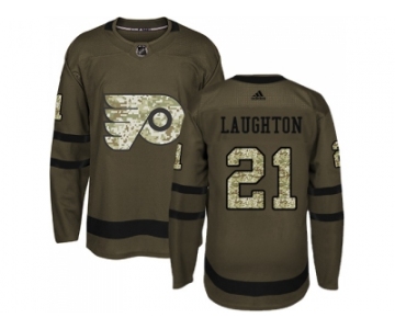 Men Adidas Philadelphia Flyers #21 Scott Laughton Green Salute to Service Stitched NHL Jersey