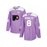 Men Adidas Philadelphia Flyers #8 Dave Schultz Purple Authentic Fights Cancer Stitched NHL Jersey