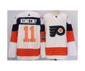 Men Philadelphia Flyers #11 Travis Konecny White 2023 2024 Stadium Series Stitched Jersey