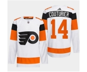 Men Philadelphia Flyers #14 Sean Couturier White 2024 Stadium Series Stitched Jersey