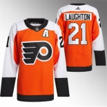 Men Philadelphia Flyers #21 Scott Laughton 2023 24 Orange Stitched Jersey