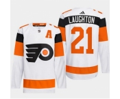 Men Philadelphia Flyers #21 Scott Laughton White 2024 Stadium Series Stitched Jersey