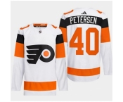 Men Philadelphia Flyers #40 Cal Petersen White 2024 Stadium Series Stitched Jersey