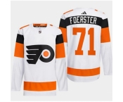 Men Philadelphia Flyers #71 Tyson Foerster White 2024 Stadium Series Stitched Jersey