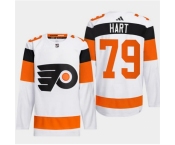 Men Philadelphia Flyers #79 Carter Hart White 2024 Stadium Series Stitched Jersey