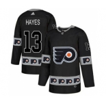 Men's Flyers #13 Kevin Hayes Black Authentic Team Logo Fashion Stitched Hockey Jersey