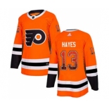 Men's Flyers #13 Kevin Hayes Orange Home Authentic Drift Fashion Stitched Hockey Jersey