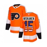 Men's Flyers #15 Matt Niskanen Orange Home Authentic USA Flag Stitched Hockey Jersey