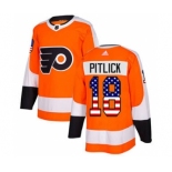 Men's Flyers #18 Tyler Pitlick Orange Home Authentic USA Flag Stitched Hockey Jersey