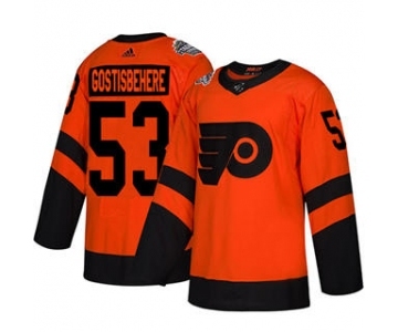 Men's Flyers #53 Shayne Gostisbehere Orange 2019 Stadium Series Stitched Hockey Jersey