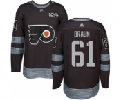 Men's Flyers #61 Justin Braun Black 1917-2017 100th Anniversary Stitched Hockey Jersey