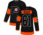 Men's Flyers #61 Justin Braun Black Alternate Authentic Stitched Hockey Jersey