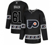 Men's Flyers #61 Justin Braun Black Authentic Team Logo Fashion Stitched Hockey Jersey