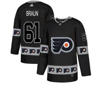 Men's Flyers #61 Justin Braun Black Authentic Team Logo Fashion Stitched Hockey Jersey