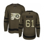 Men's Flyers #61 Justin Braun Green Salute to Service Stitched Hockey Jersey