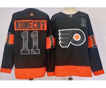 Men's Philadelphia Flyers #11 Travis Konecny Black Alternate Authentic Jersey