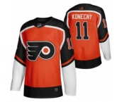 Men's Philadelphia Flyers #11 Travis Konecny Orange 2020-21 Reverse Retro Alternate Hockey Jersey