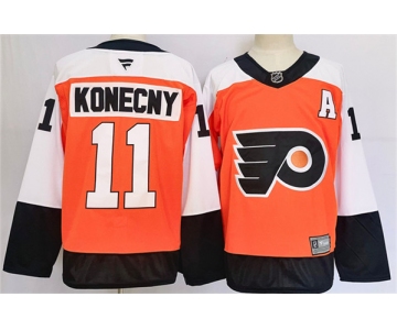 Men's Philadelphia Flyers #11 Travis Konecny Orange 2024 Stitched Jersey