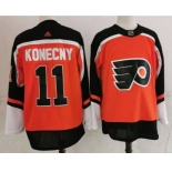 Men's Philadelphia Flyers #11 Travis Konecny Orange Adidas 2020-21 Stitched NHL Jersey