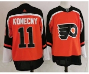 Men's Philadelphia Flyers #11 Travis Konecny Orange Adidas 2020-21 Stitched NHL Jersey